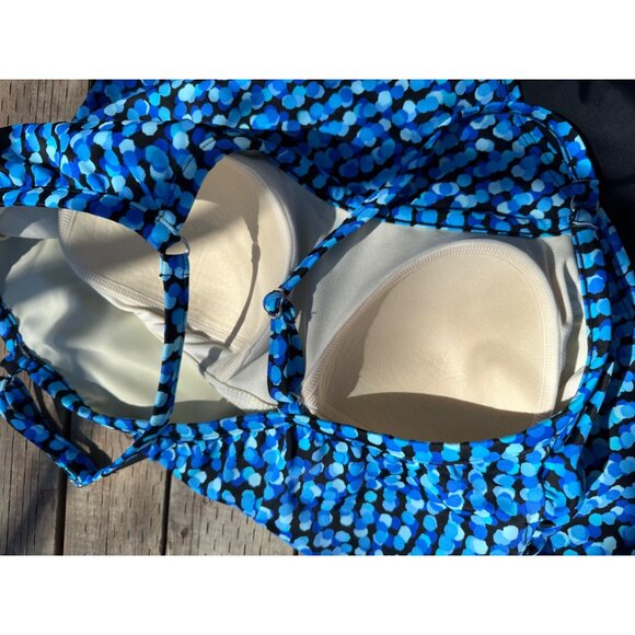 Trimshaper 1-Piece Bathing Suit Blue Black Sz 16 - Picture 2 of 9